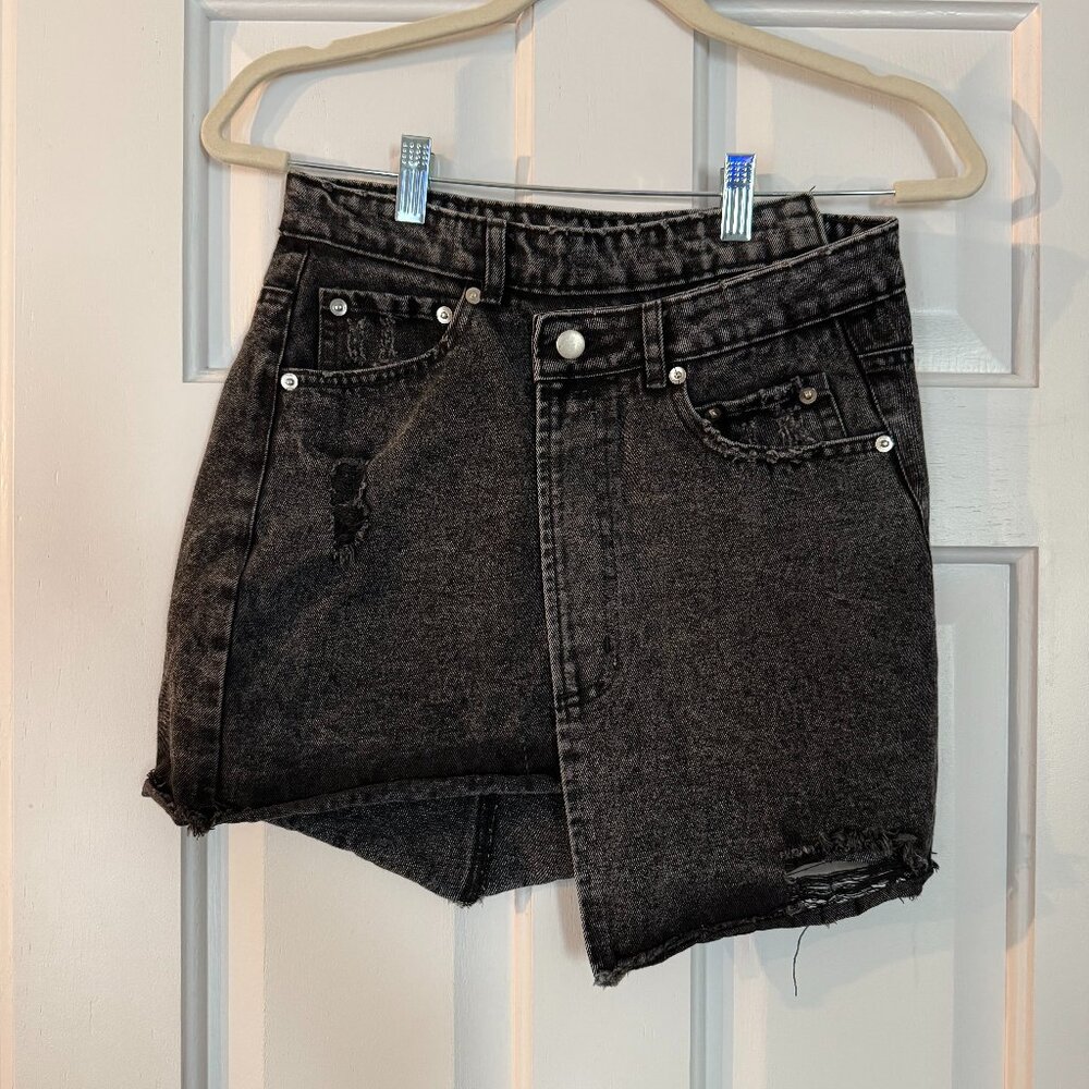 Etoffe Studios Distressed Denim Mini Skirt